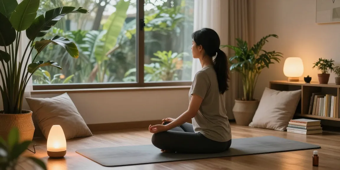 Mindful meditation at home promoting rokok88 wellness and tranquility