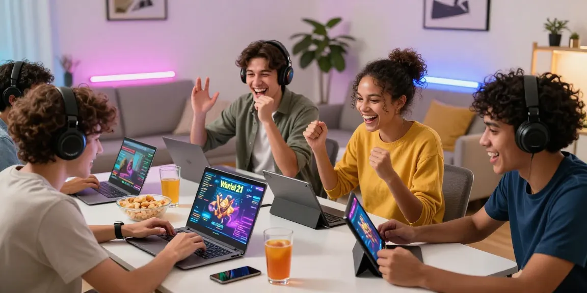Pengguna aktif WORTEL21 sedang bermain game online dengan gembira di ruang tamu yang modern.