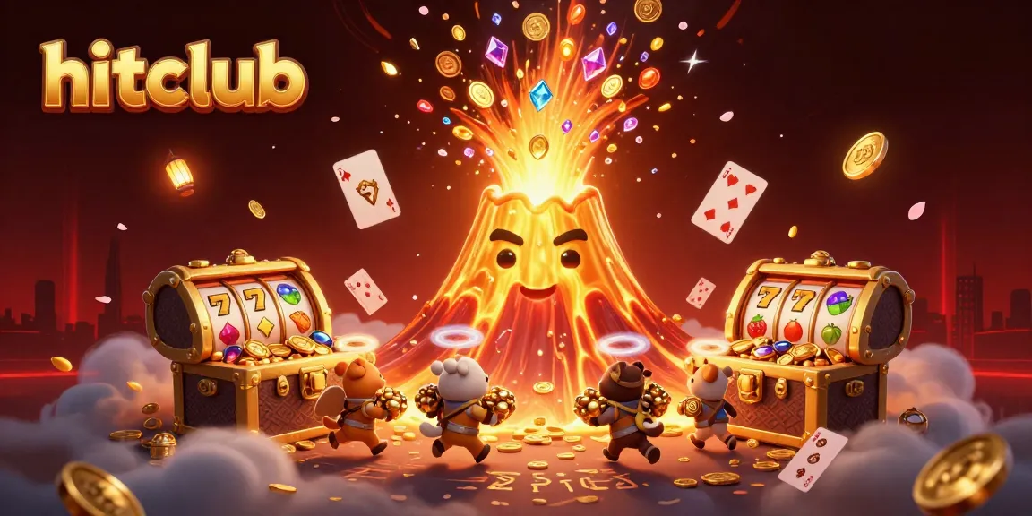 Experience winning excitement at Hitclub with vibrant slot game illustrations and treasure!