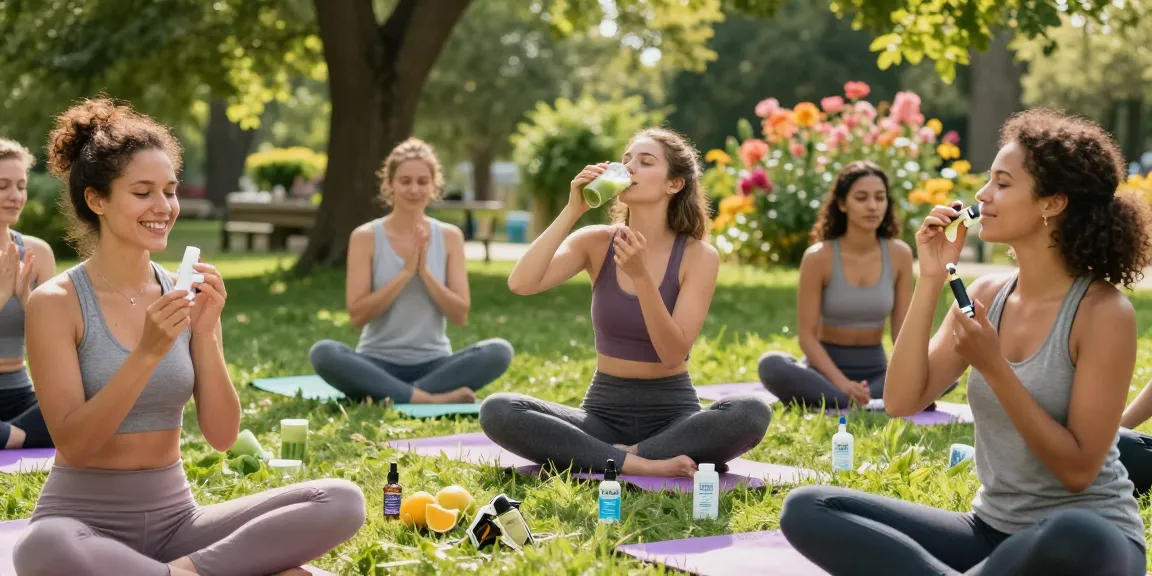 properloud CBD wellness integration during outdoor yoga session, showcasing vibrant natural lifestyle and products.