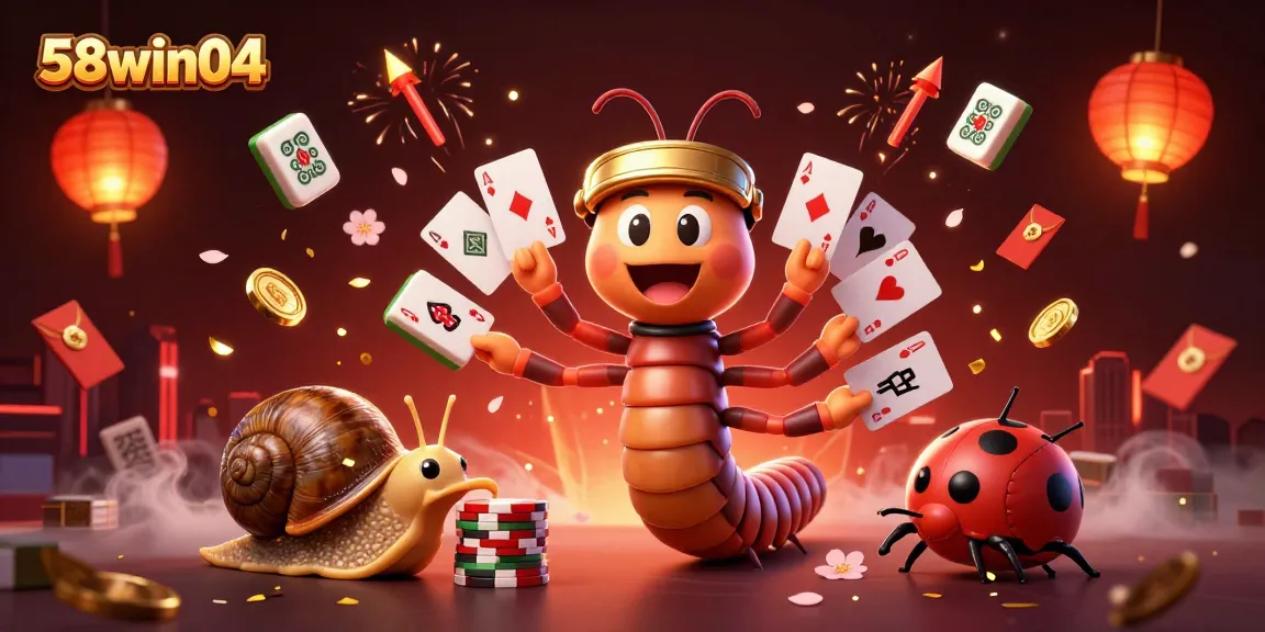 Experience thrilling action at 58win04 with a colorful casino scene featuring unique characters and game elements.