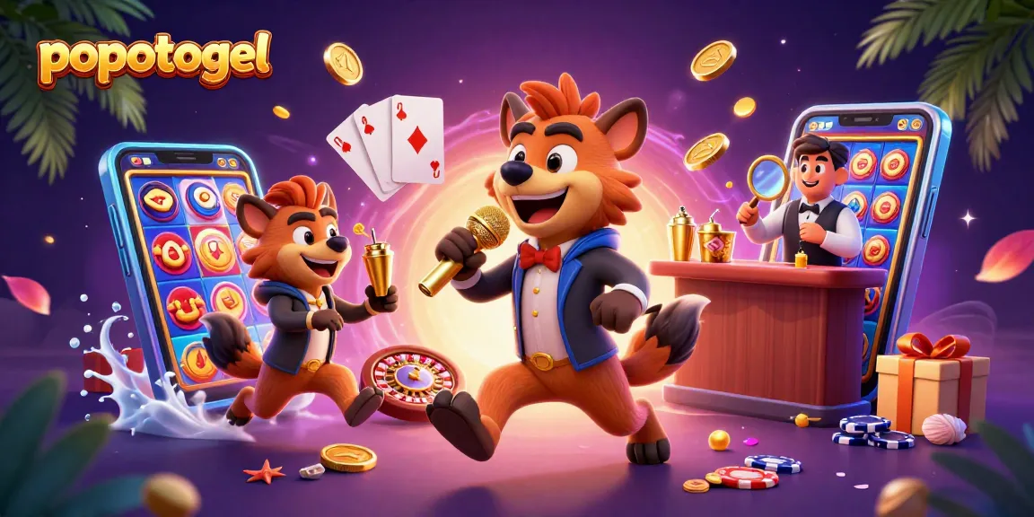 Experience thrilling gaming action at popotogel with a comedic twist, featuring hyenas in a vibrant casino setting.