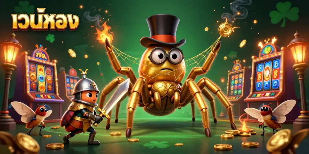 Experience exciting gaming action at เว็บตรง with slot machines and vibrant characters.