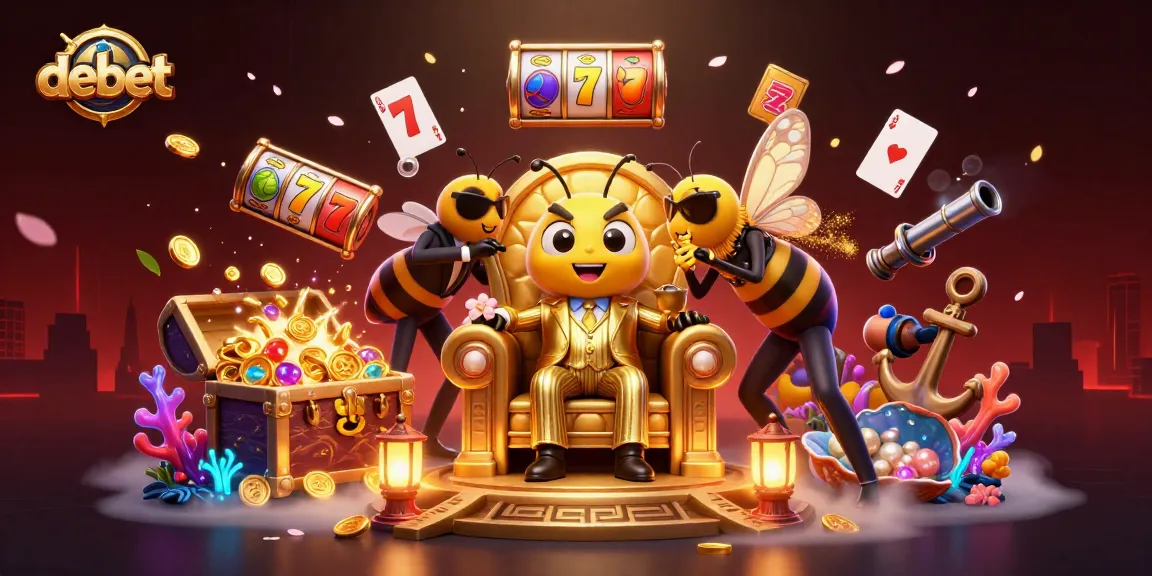Engage in high-stakes gaming with debet, featuring a bee mob boss in a vibrant casino setting