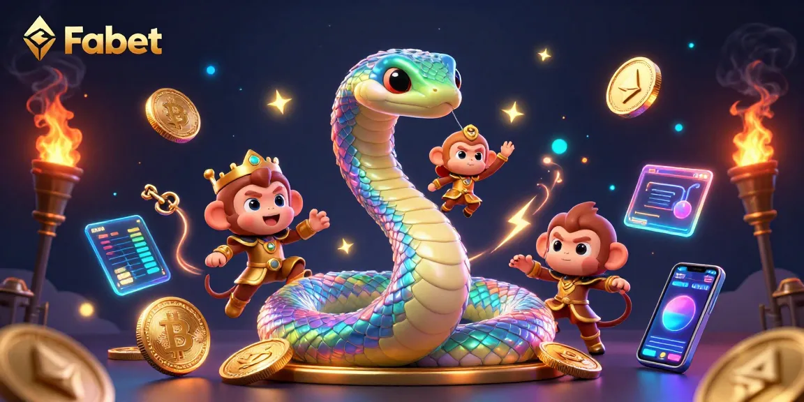 Win big with Fabet as a colorful fantasy illustration showcases crypto coins in a vibrant casino world.
