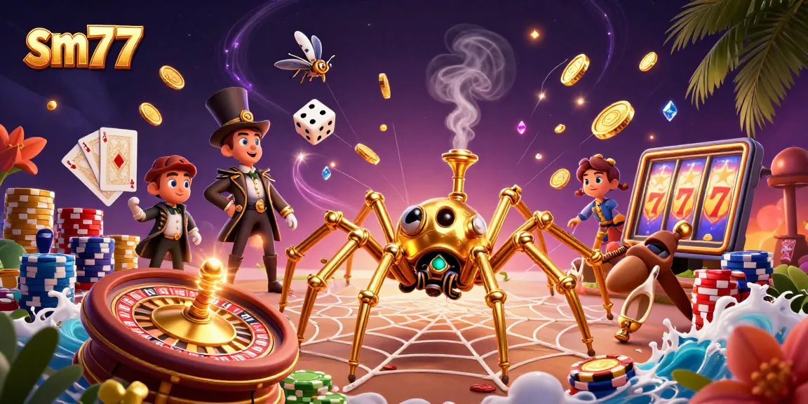 Experience winning spins in sm77's dynamic casino web of games with vibrant colors and rich details.