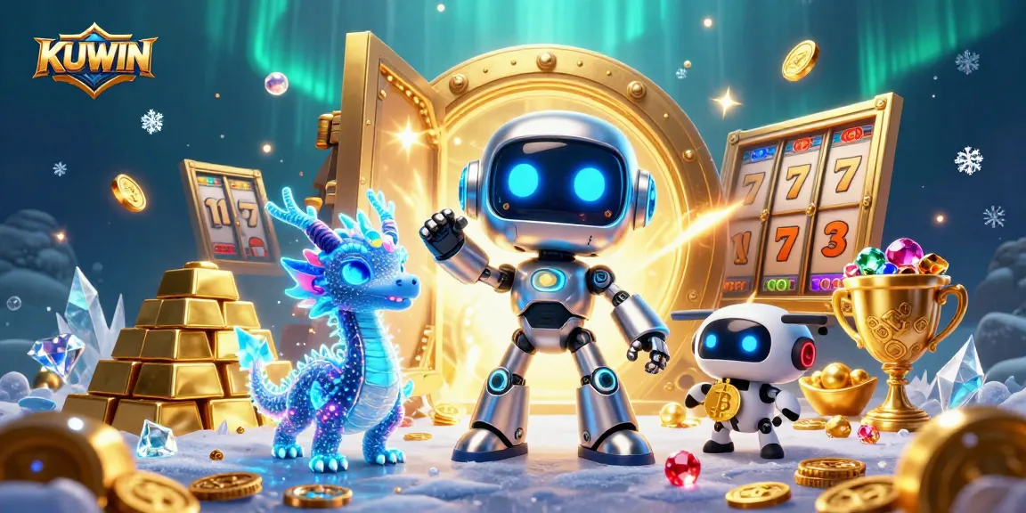 KUWIN delivers thrilling jackpot wins with vibrant casino elements and futuristic characters.