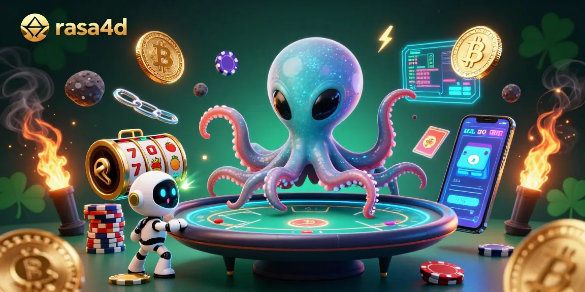 Permainan poker seru di ruang holografik dengan karakter luar angkasa dan koin crypto, rasakan momen kemenangan rasa4d