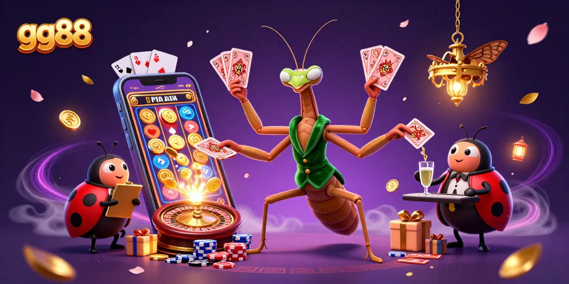 Experience thrilling gameplay at gg88 with a vibrant 3D casino scene showcasing card dealing, chips, and slot games.