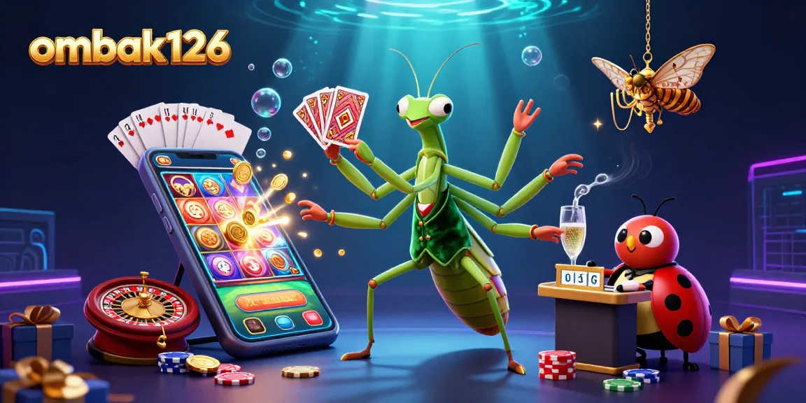 Experience the excitement at ombak126 with vibrant online casino action illustrated through engaging characters and games.