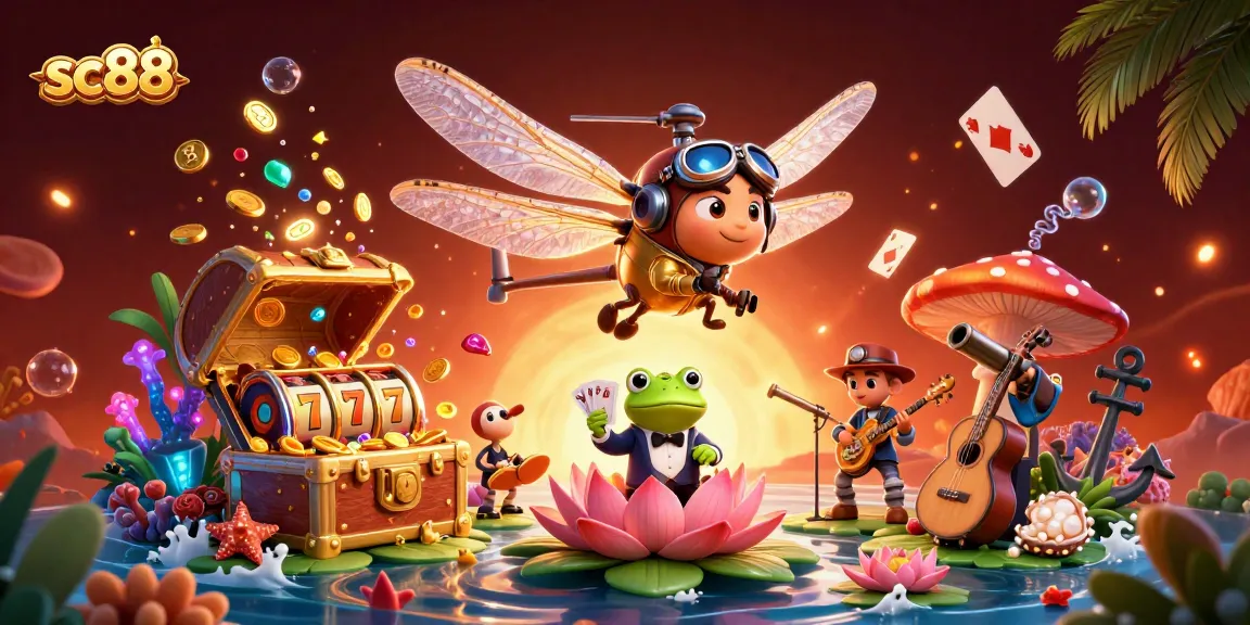 Experience thrilling gameplay at SC88's lily pad casino with vibrant characters and dynamic elements.