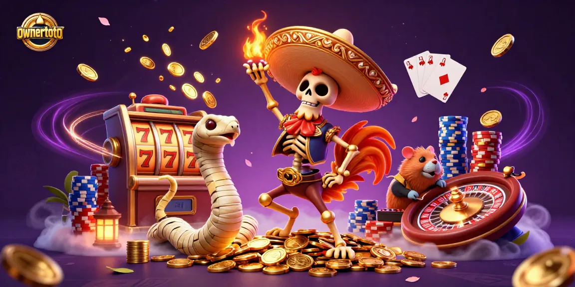 Menang besar dengan ownertoto, merayakan keberuntungan di kasino online dengan simbol slot dan koin emas