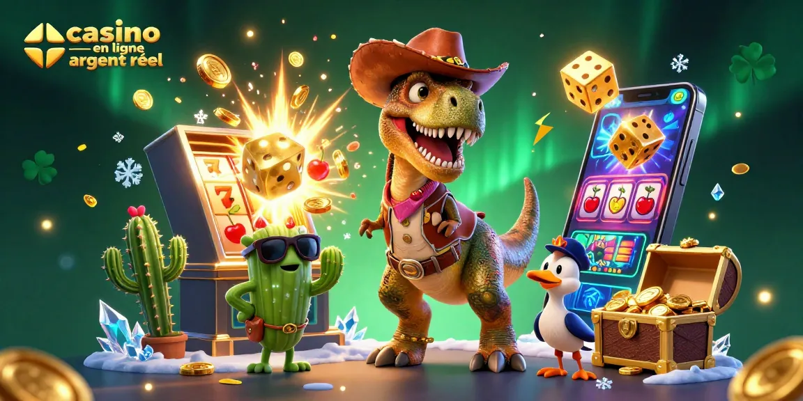 Jouez à casino en ligne argent réel avec un T-Rex, cactus et un roadrunner au milieu des jackpots.