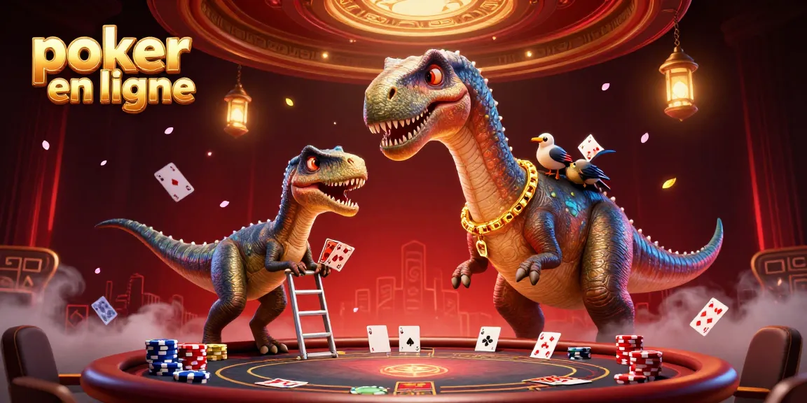 Jouez au poker en ligne sur une plateforme animée avec des personnages amusants et une ambiance festive.