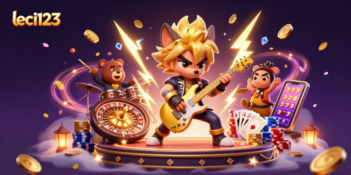 Experience the thrill of leci123 with our vibrant casino illustration showcasing music and gaming excitement.