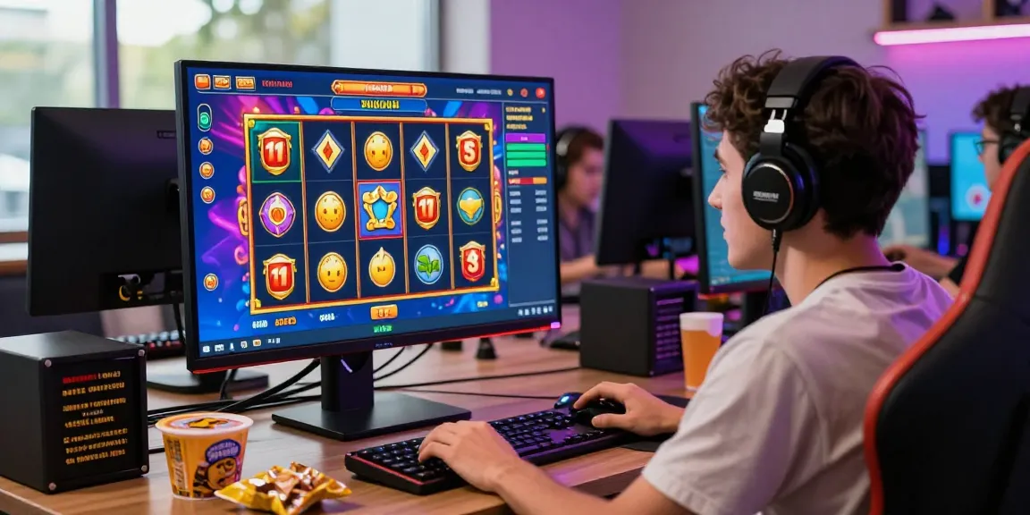 Pengalaman bermain ayamtoto dengan antusiasme, layar besar menampilkan mesin slot digital.