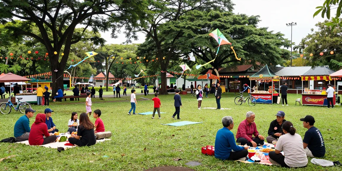 Acara komunitas lokal di taman Indonesia dengan Leci123 Daftar, keluarga berkumpul dan bermain.