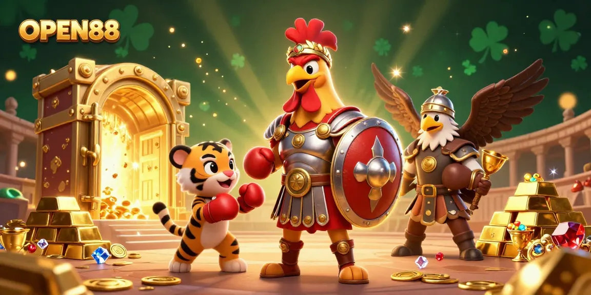 Experience thrilling wins with OPEN88's vibrant 3D casino adventure showcasing epic game elements.