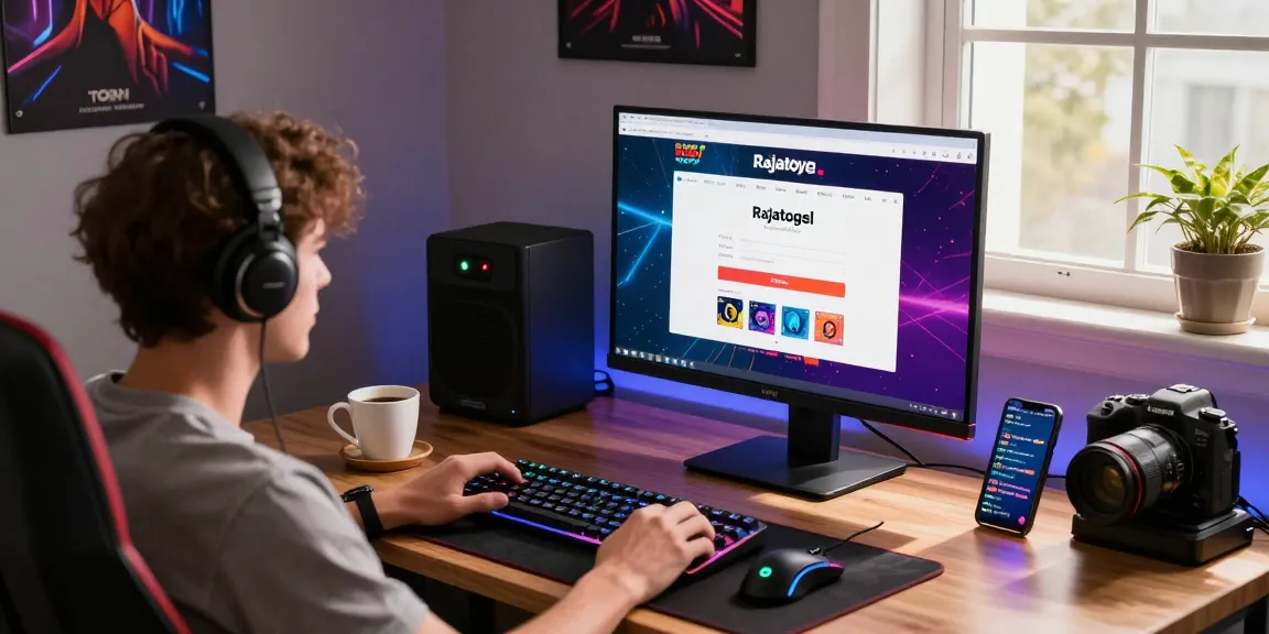 Gamer menikmati pengalaman rajatogel dengan tampilan responsif dan nyaman di rumah.