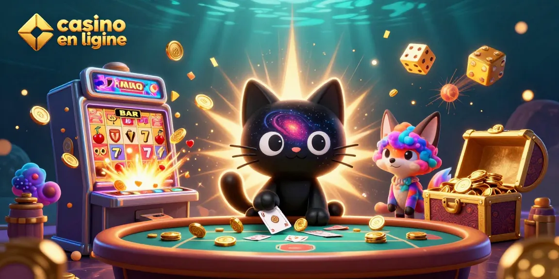Jouez à des jeux de casino en ligne avec ce chat noir trou noir et un renard nébuleux.
