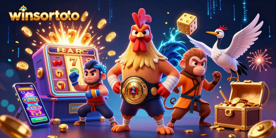 Memenangkan jackpot di winsortoto dengan karakter ayam Muay Thai dan kera Shaolin.