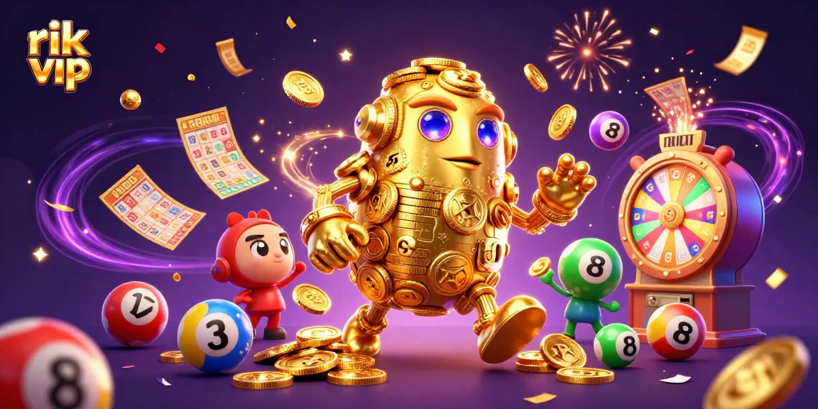 Engage with rik vip by winning big in this vibrant casino illustration featuring lottery elements.