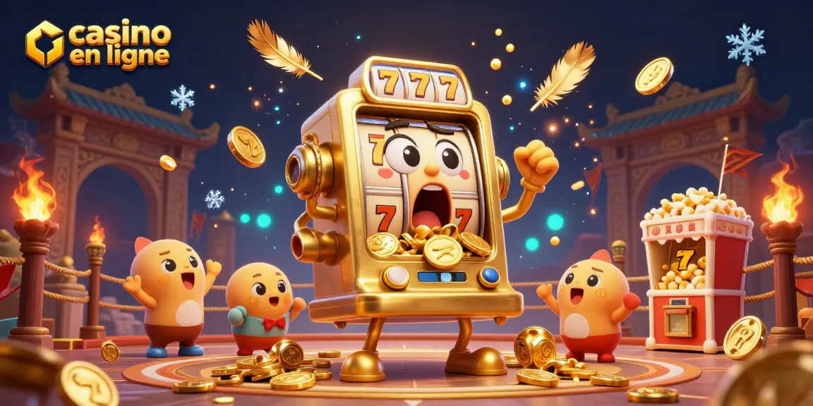 Les machines à sous en ligne célèbrent un jackpot, illustrant l'excitation d'un casino en ligne.