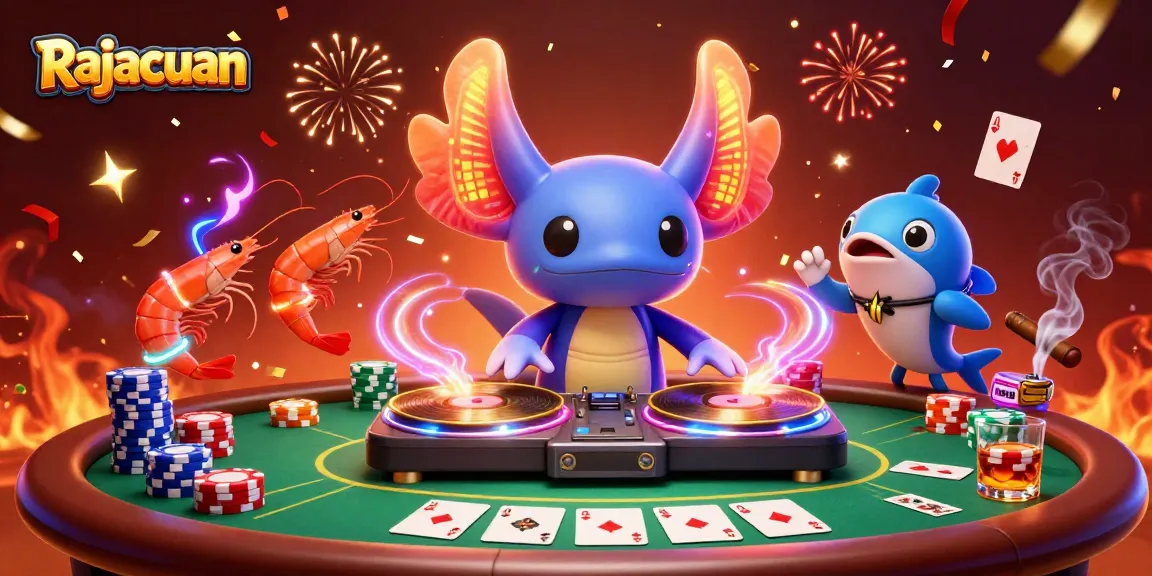 Experience thrilling gaming at Rajacuan with vibrant characters in a lively casino scene.