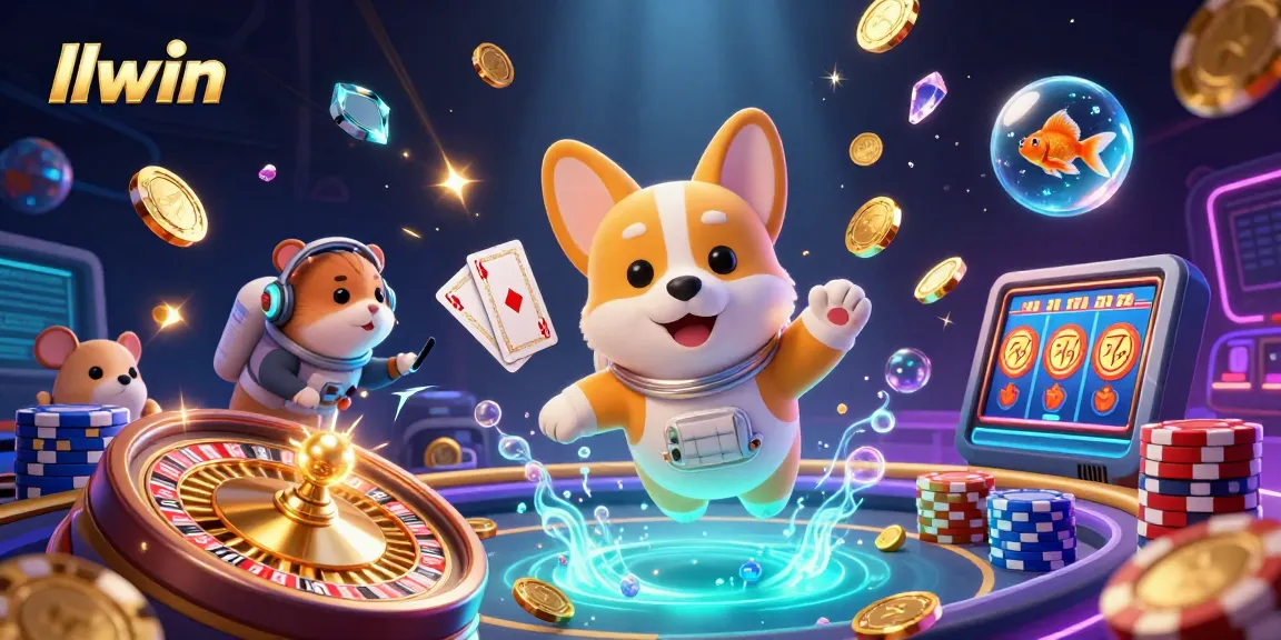 Experience the excitement of llwin with a colorful space casino scene featuring unique 3D characters.