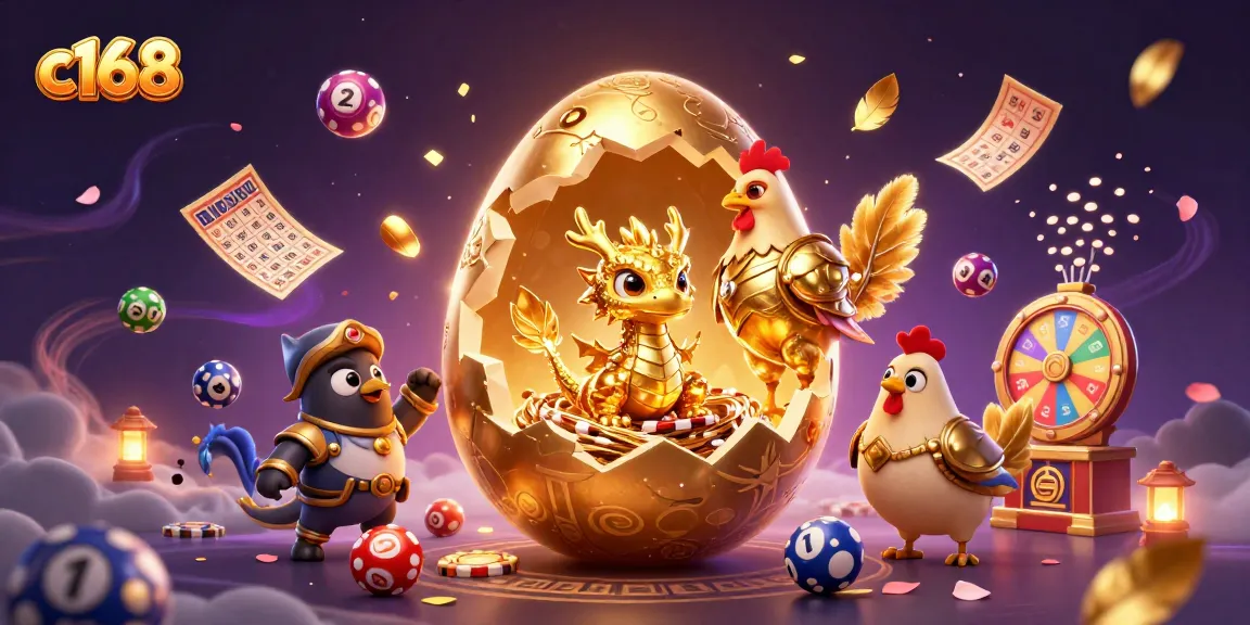Experience the excitement of c168 with a golden dragon and poker chips in a vibrant casino scene.