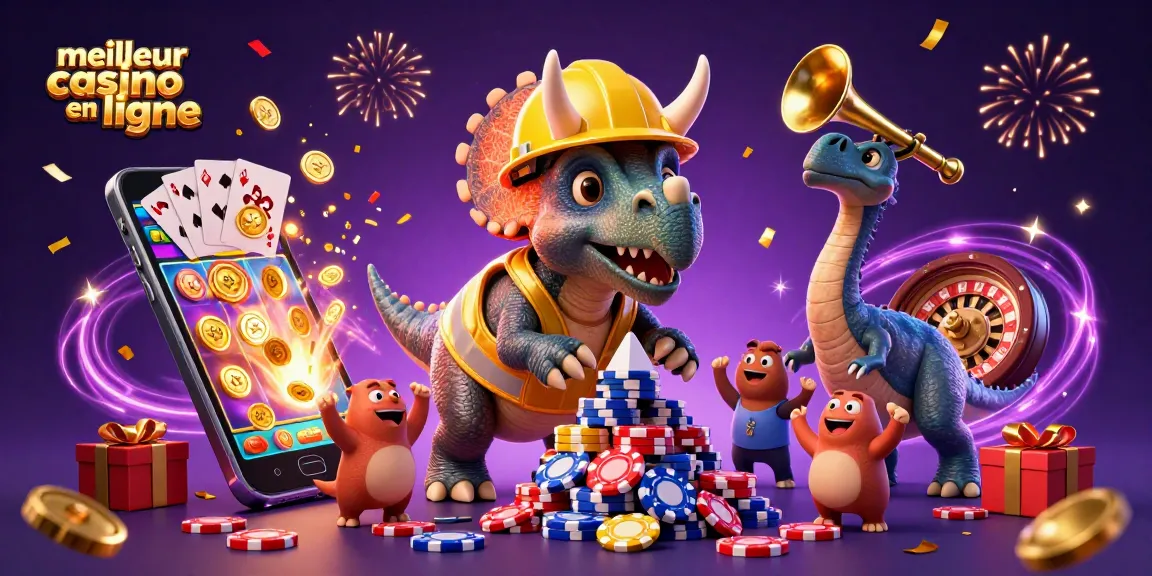Illustration festive représentant le meilleur casino en ligne avec des personnages Disney et des éléments de jeu.