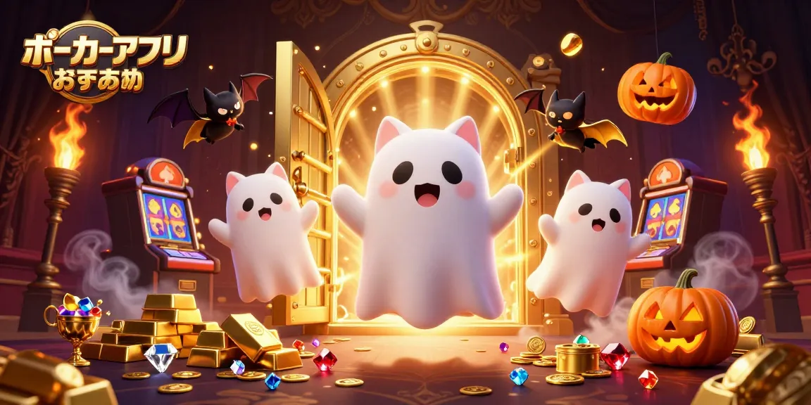 ポーカーアプリおすすめの賑やかなイラストで、ゲームの楽しさを表現しています。