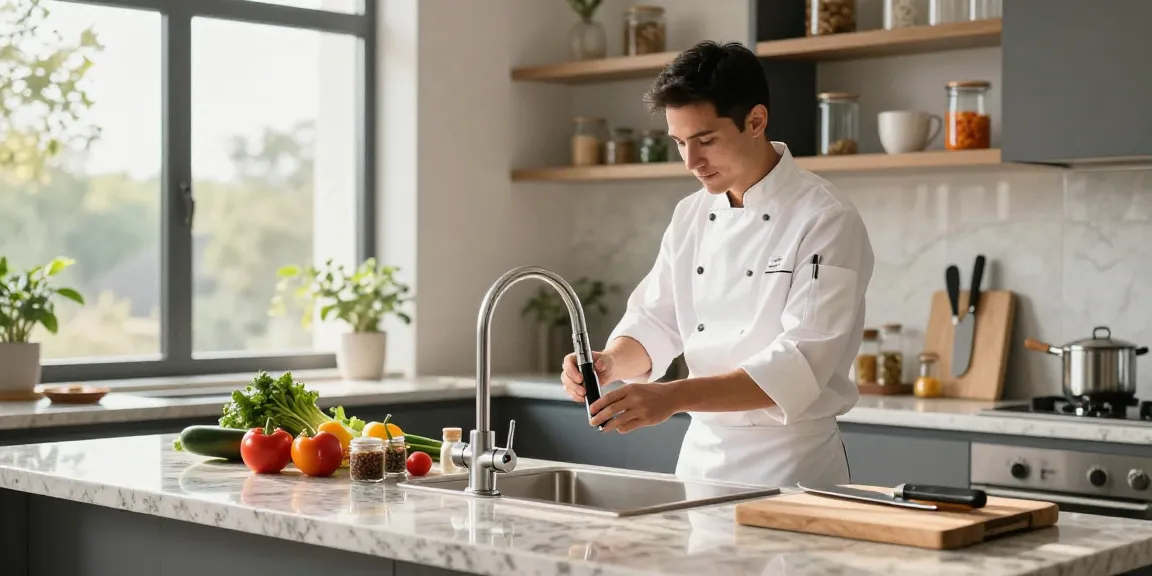 Stylish pull-down kitchen faucets showcased in a modern kitchen setting.