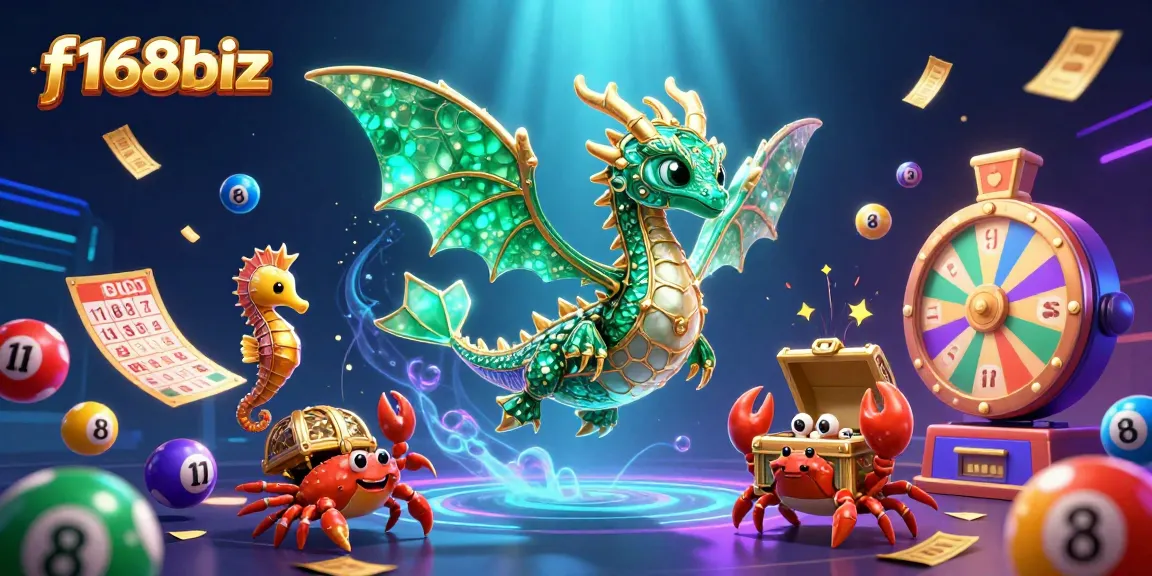 Experience thrilling fun at f168biz with a colorful interactive lottery scene featuring vibrant game elements.