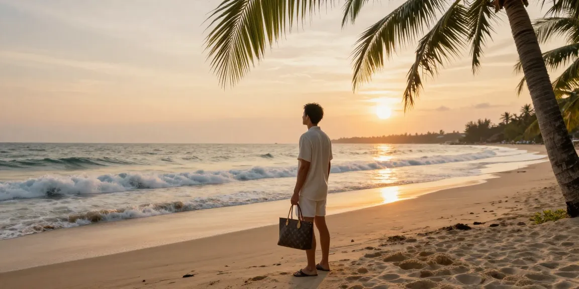 Plajă liniștită din Thailanda în apus, călător în stil de lux, experimentează Asia de Sud-Est Simplificat în vacanță.