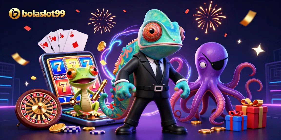 Spin the reels with bolaslot99's vibrant 3D casino adventure featuring thrilling characters and gaming elements.