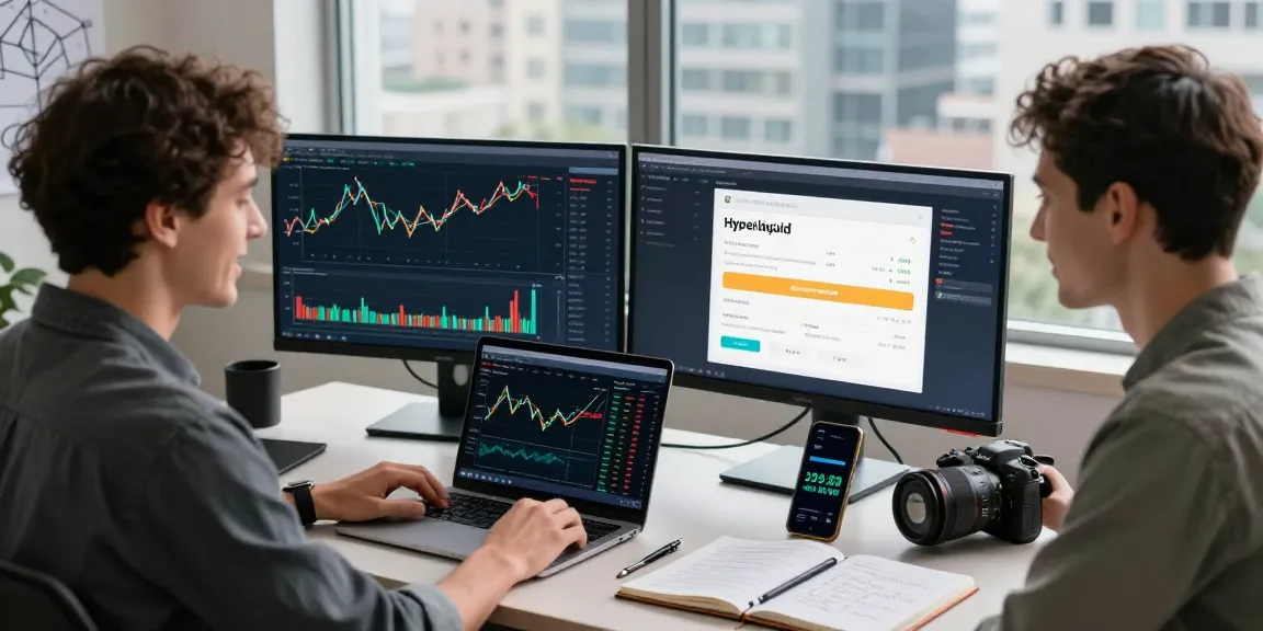 Dynamic cryptocurrency trading scene showcasing the hyperliquid referral code is (8000USDT) used by an eager trader analyzing market trends and strategies.