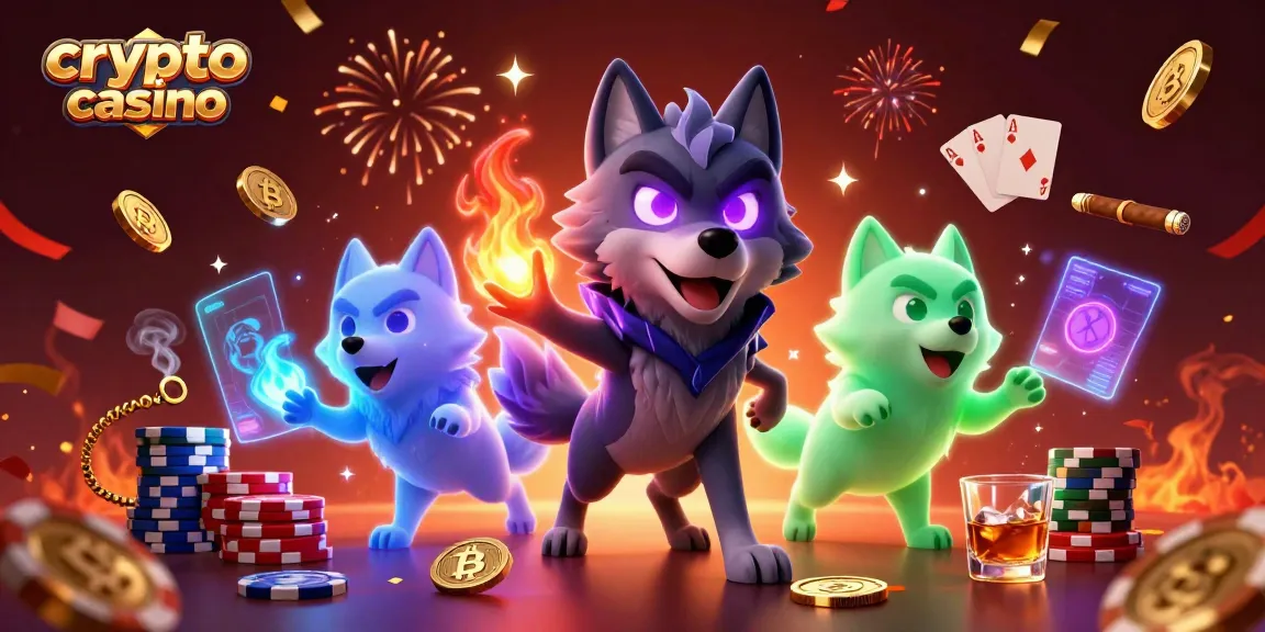 Célébrez dans un crypto casino avec des loups spectres et des éléments blockchain.