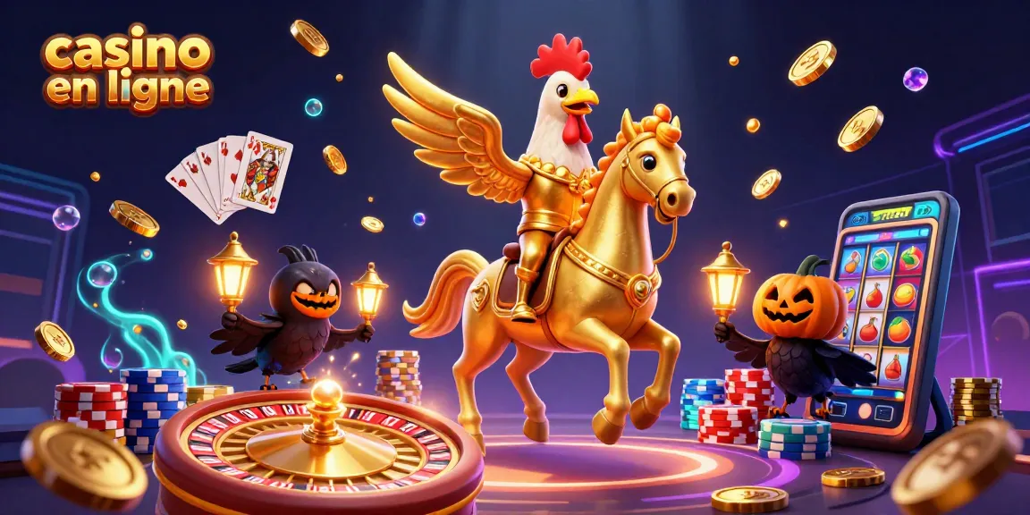 Visitez notre casino en ligne avec un coq doré et des personnages fascinants dans un univers nocturne.