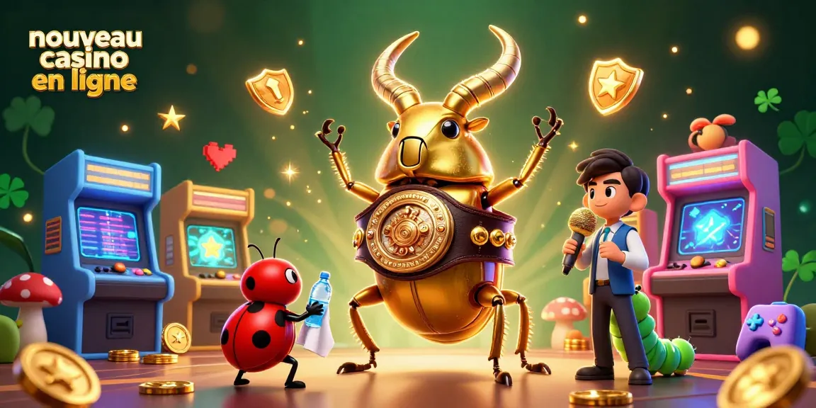 Découvrez le nouveau casino en ligne avec une scène captivante de jeux et personnages animés.