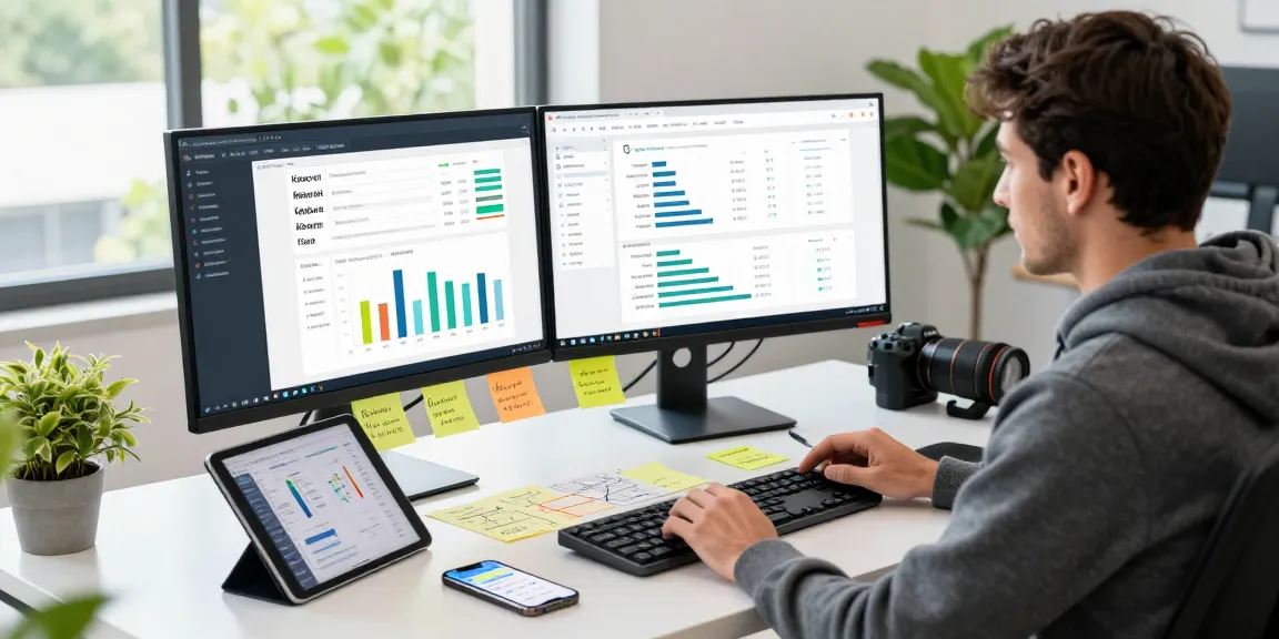 SEO specialist analyzing LLG link indexing data in a modern workspace