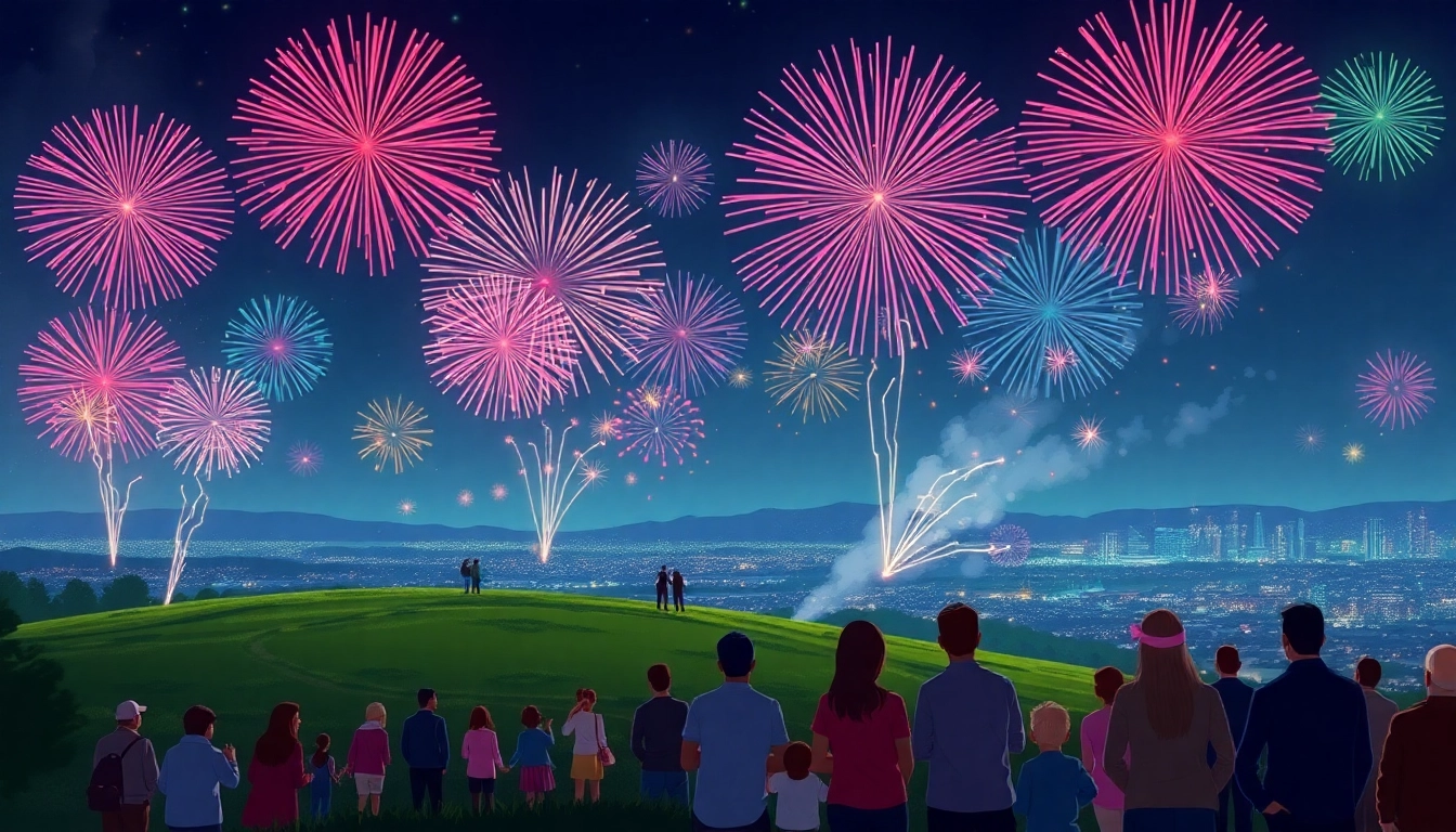 Enjoying dazzling manchester fireworks lighting up the night sky over the city.