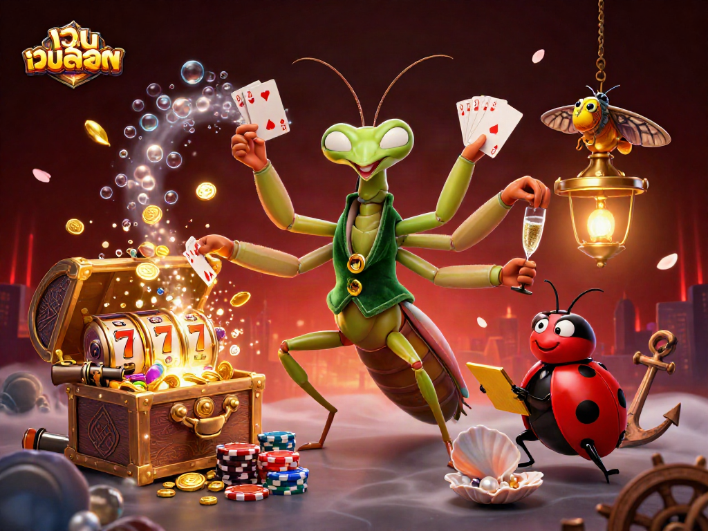 Engage in เว็บสล็อต with our vibrant giant praying mantis card sharp and enchanting ladybug pit boss!