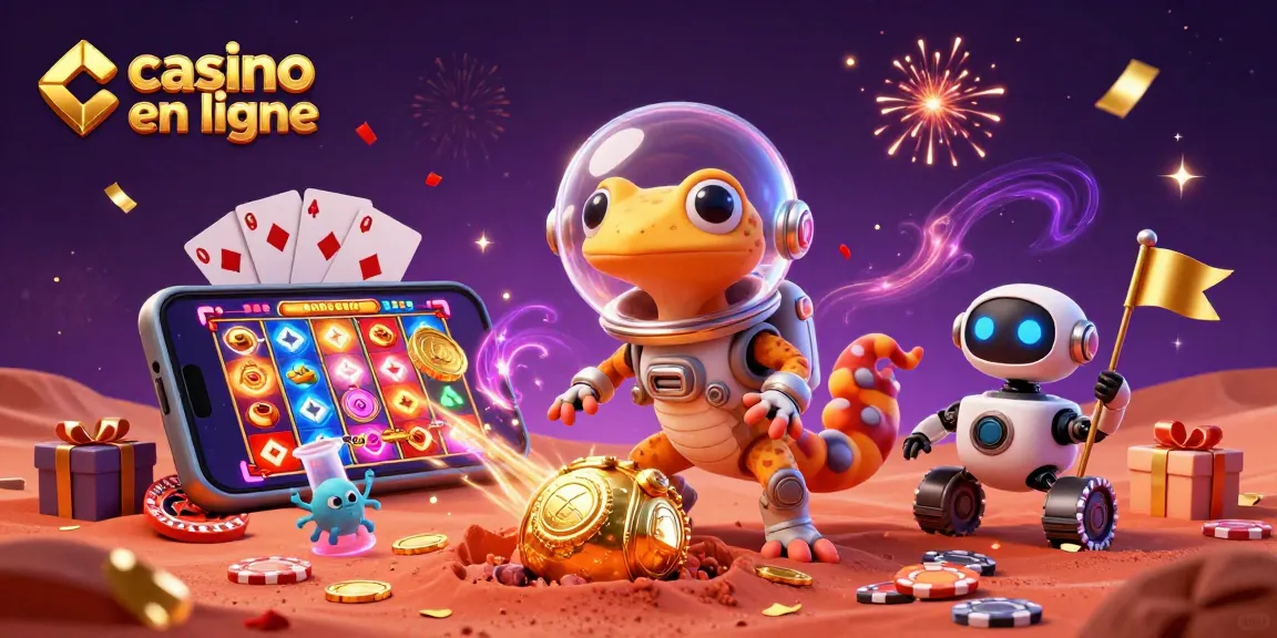 Jouez à des jeux excitants de casino en ligne dans un monde extraterrestre coloré avec un gecko martien.