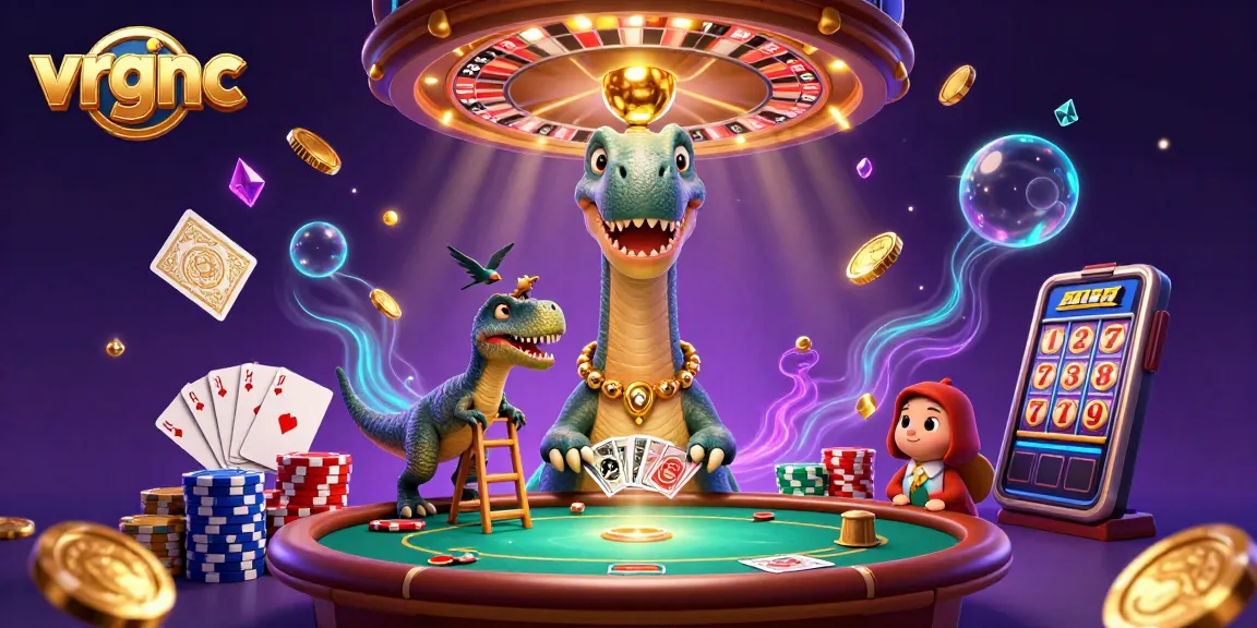 Experience the exciting casino world of vrgnc with vibrant games, coin cascades, and dynamic characters.