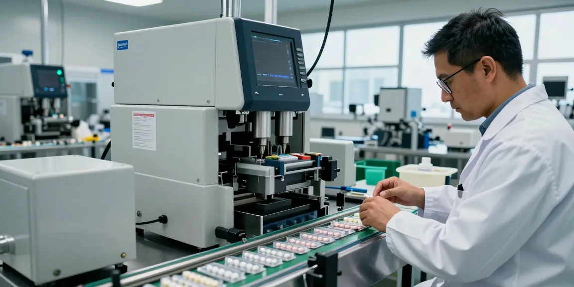 Pharmaceutical contractor South Africa inspecting quality of packaged blisters in modern facility.