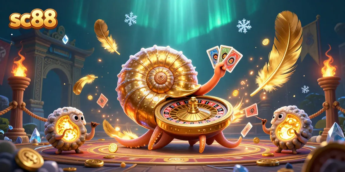 Experience thrilling gameplay at sc88 with a vivid casino scene featuring a giant nautilus and glowing ammonites.