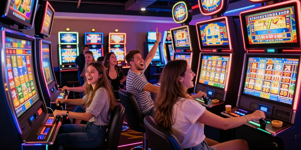 Friends enjoying the slot777 gaming experience in a lively casino setting.