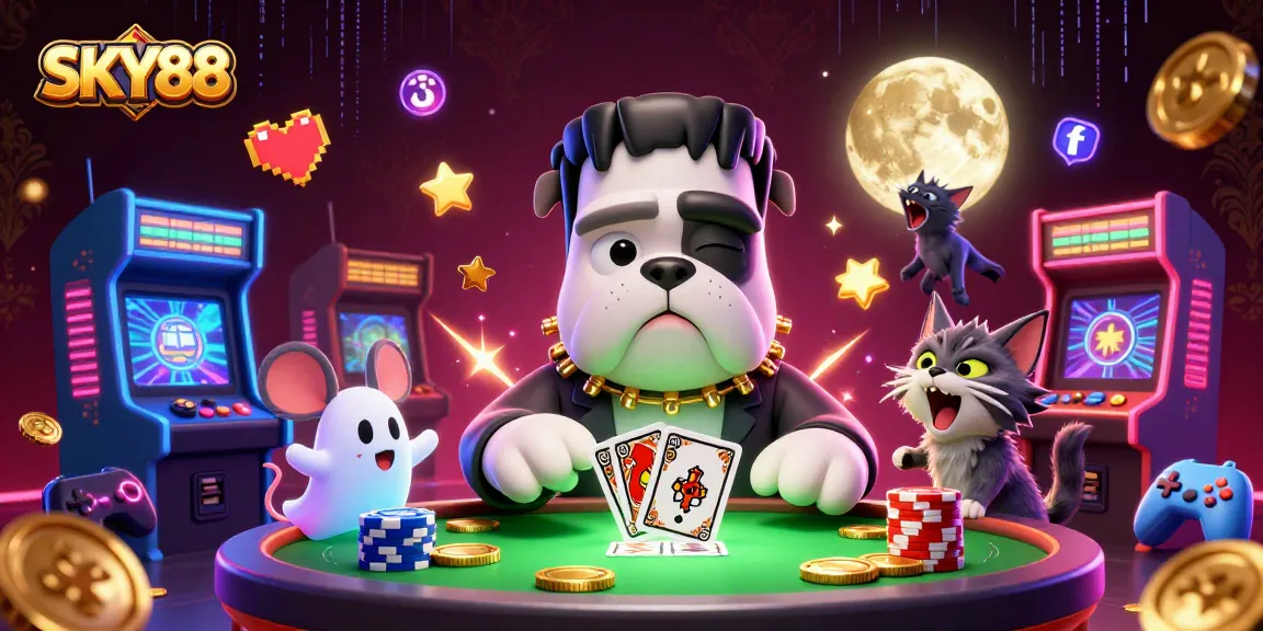 Engage with thrilling moments at SKY88, featuring vibrant gaming monsters in a dynamic casino scene.