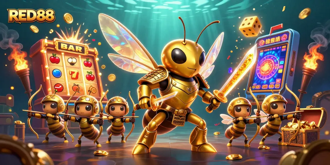 Join the excitement at RED88 with a dynamic casino illustration showcasing thrilling gameplay